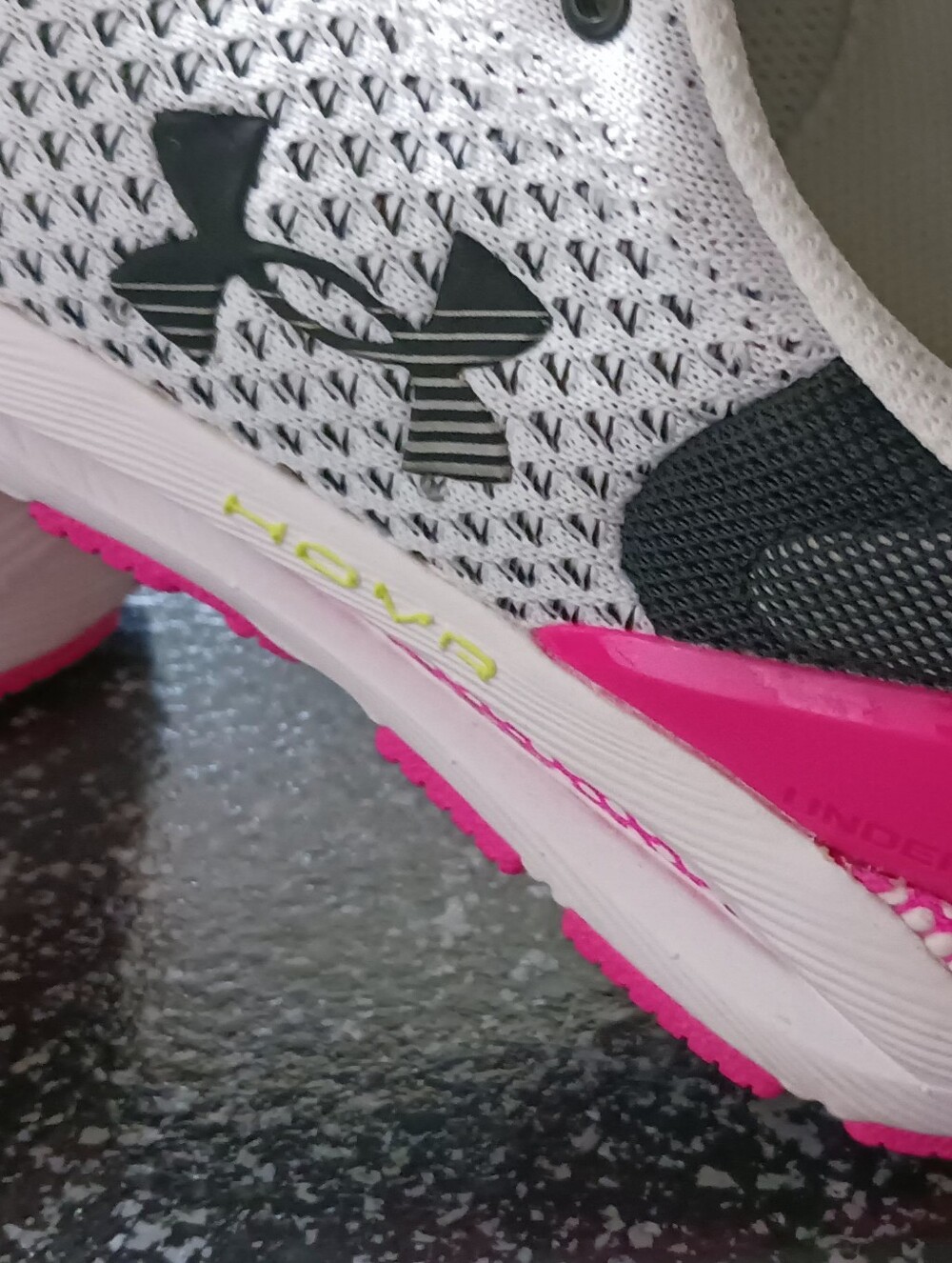 UA HOVR Intake 6 White w/Pink and Neon Green Accents, Size 8.5, NWT - Picture 4 of 8